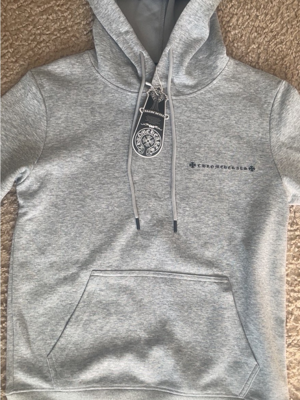 Chrome Hearts Heather Gray Logo Pullover Hoodie